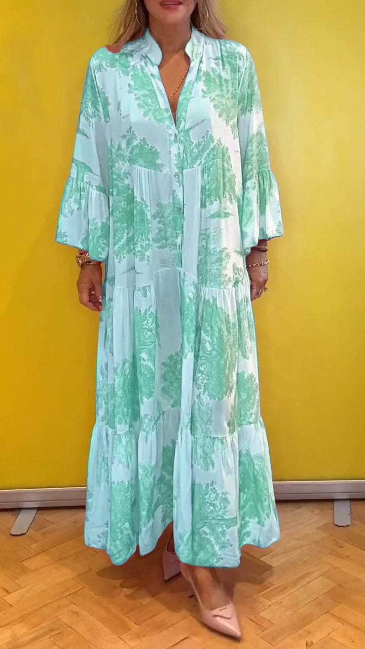 đ„Des rĂ©ductions allant jusqu'Ă 49đRobe longue d'Ă©tĂ© Ă col en V Ă motif forestier pour femmesđ