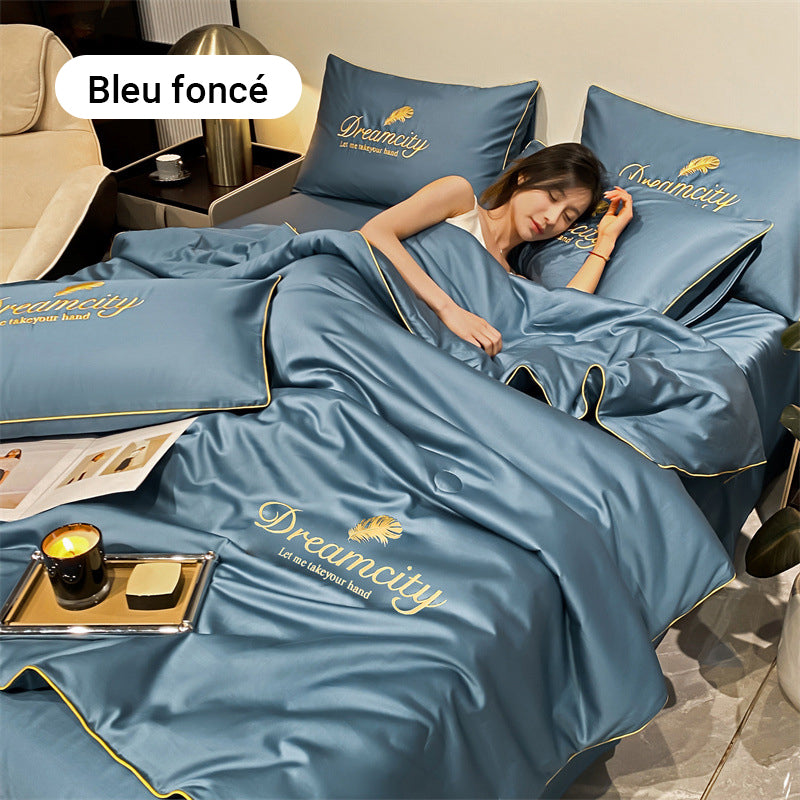 【Vente directe d'usine】❄️Parure de lit quatre pièces en velours de haute qualité💕Confortable et rafraîchissant