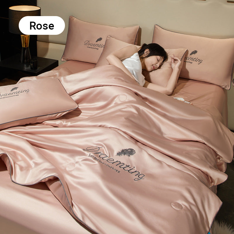 【Vente directe d'usine】❄️Parure de lit quatre pièces en velours de haute qualité💕Confortable et rafraîchissant