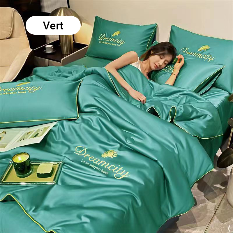 【Vente directe d'usine】❄️Parure de lit quatre pièces en velours de haute qualité💕Confortable et rafraîchissant