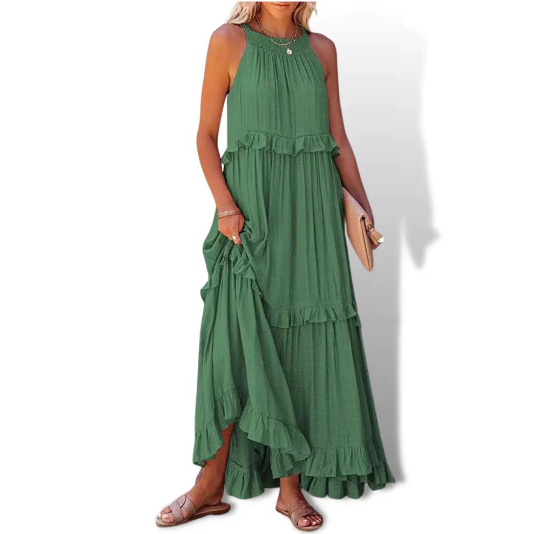 💥Robe d'été décontractée sans manches avec bretelles et sans volants pour femmes💃