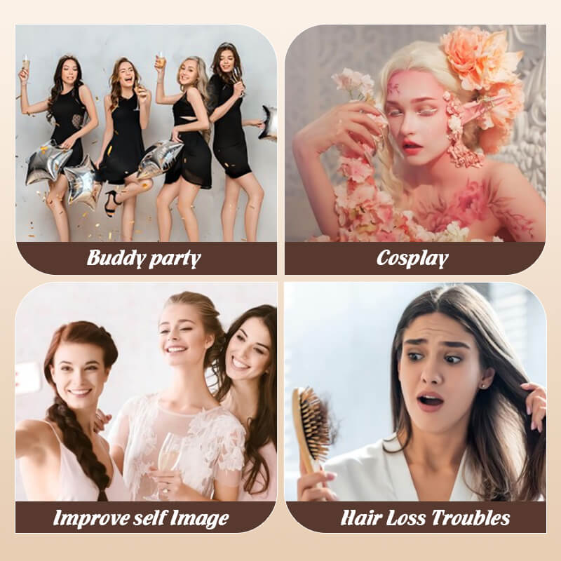 💃Perruque cheveux longs Perruque à frange dégradée