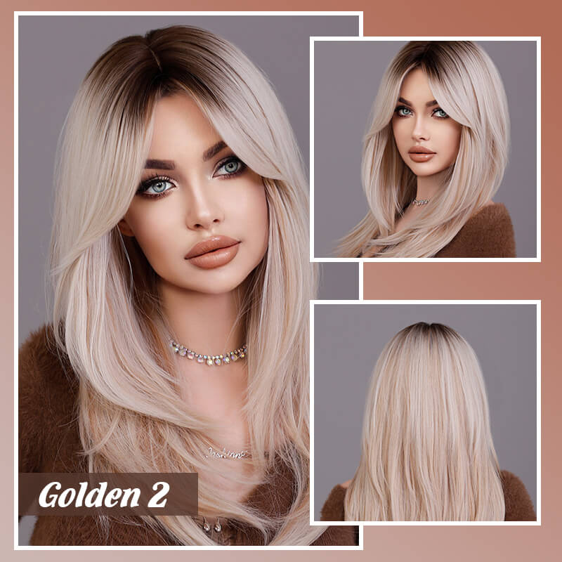💃Perruque cheveux longs Perruque à frange dégradée
