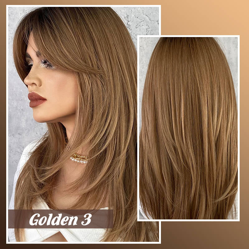 💃Perruque cheveux longs Perruque à frange dégradée