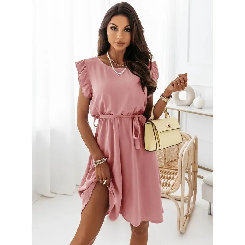 Robe décontractée pour femmes avec lien à la taille