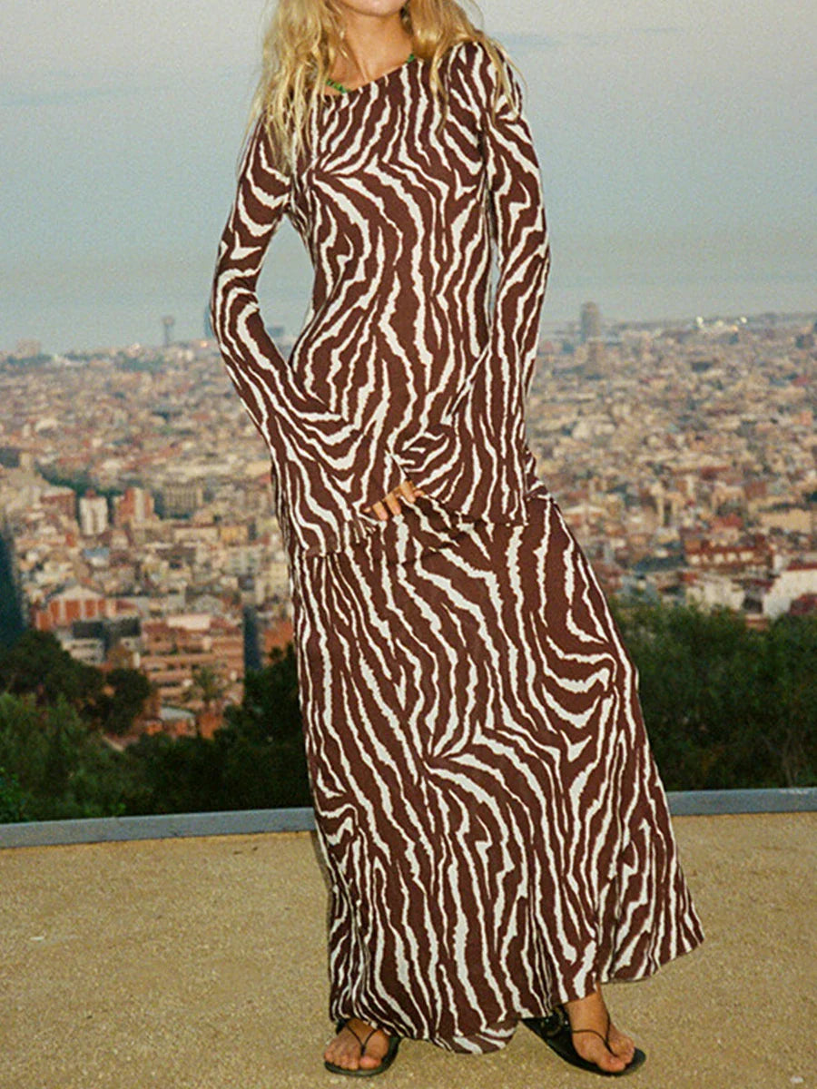 Robe boho Y2K - manches longues - Décontractée et élégante.