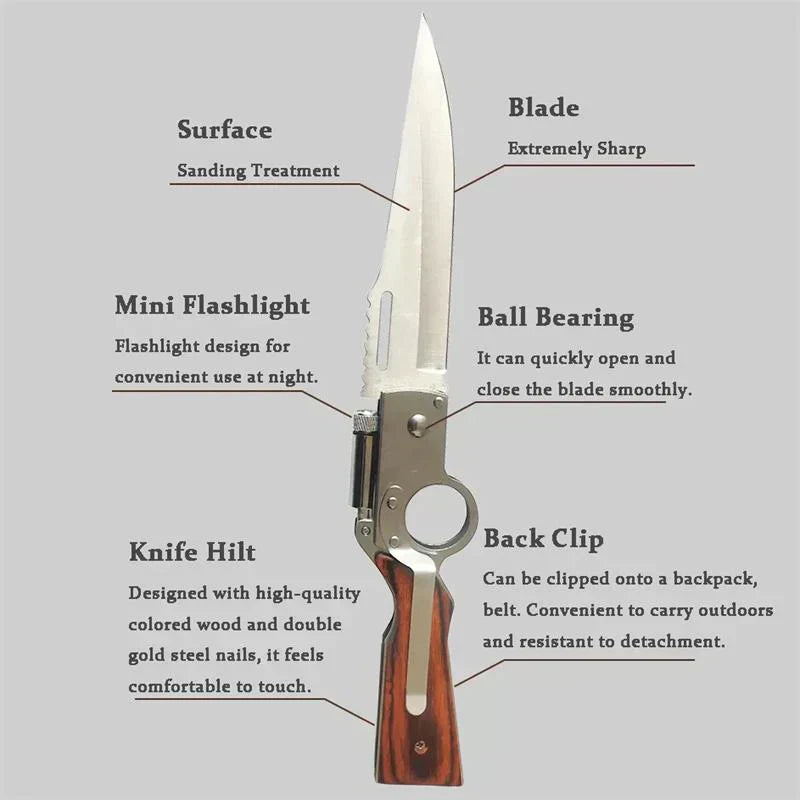 Couteau de poche multifonctionnel pour les aventures en plein air et l'autodéfense