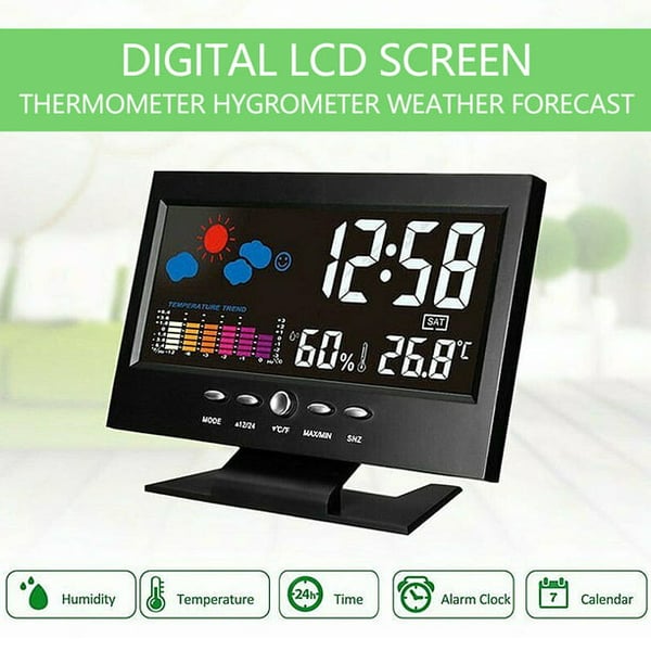 🔥🔥 Moniteur numérique de température et d'humidité à LED prévisions météo réveil de bureau à LED (50% de réduction sur le dernier jour)
