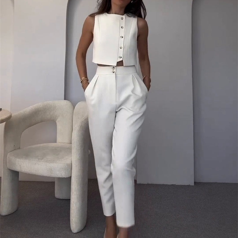 💥Free Shiping🌷Women's Elegant 2 Piece Outfits Sleeveless Top & High Waist Pants