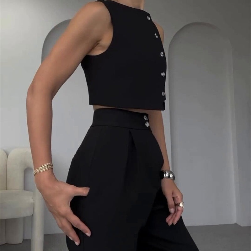 💥Free Shiping🌷Women's Elegant 2 Piece Outfits Sleeveless Top & High Waist Pants