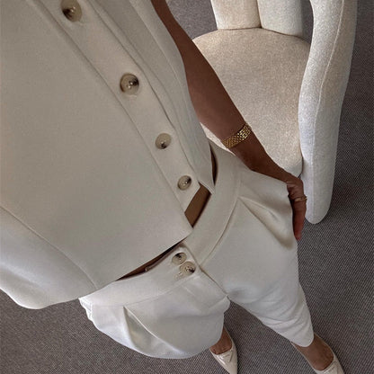 💥Free Shiping🌷Women's Elegant 2 Piece Outfits Sleeveless Top & High Waist Pants