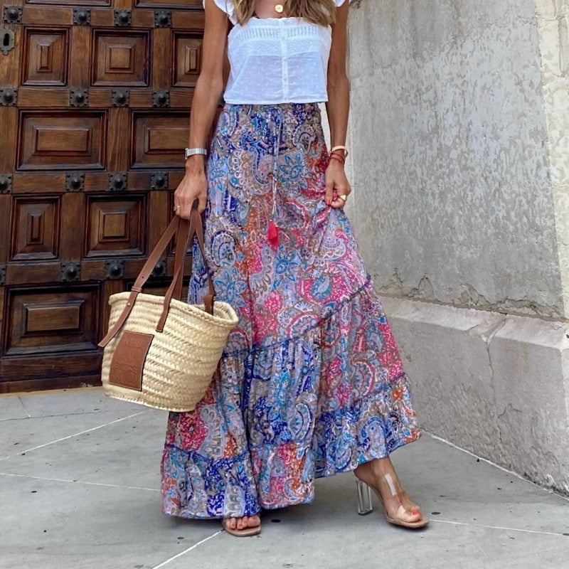 Jupe longue florale tendance de style boho pour femmes