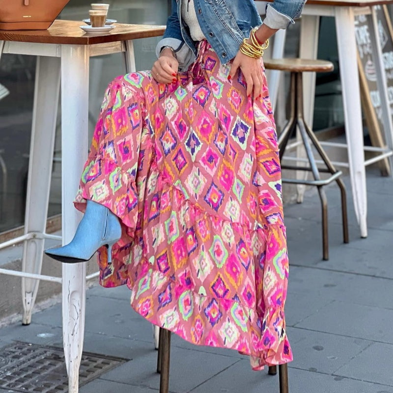 Jupe longue florale tendance de style boho pour femmes