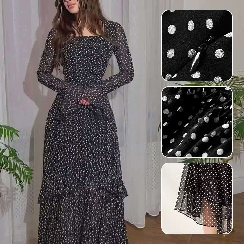 Robe élégante en mousseline à pois pour femmes