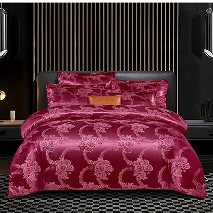 🔥Olympic Sale - 40%-49% de réduction + Livraison gratuite✈️🔥Livraison gratuite🔥Linge de lit luxueux en satin jacquard, 4 pièces