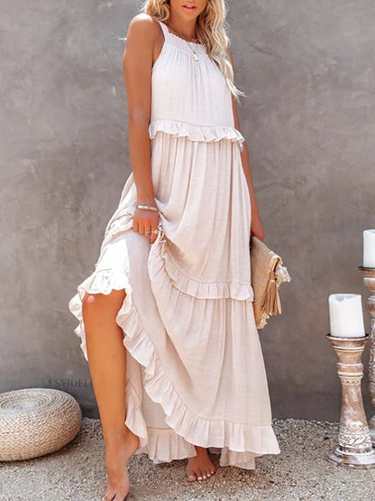 💥Robe d'été décontractée sans manches avec bretelles et sans volants pour femmes💃