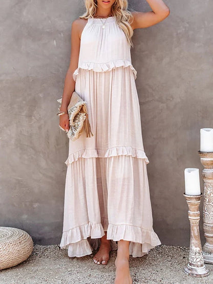 💥Robe d'été décontractée sans manches avec bretelles et sans volants pour femmes💃