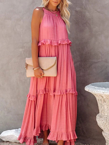 💥Robe d'été décontractée sans manches avec bretelles et sans volants pour femmes💃