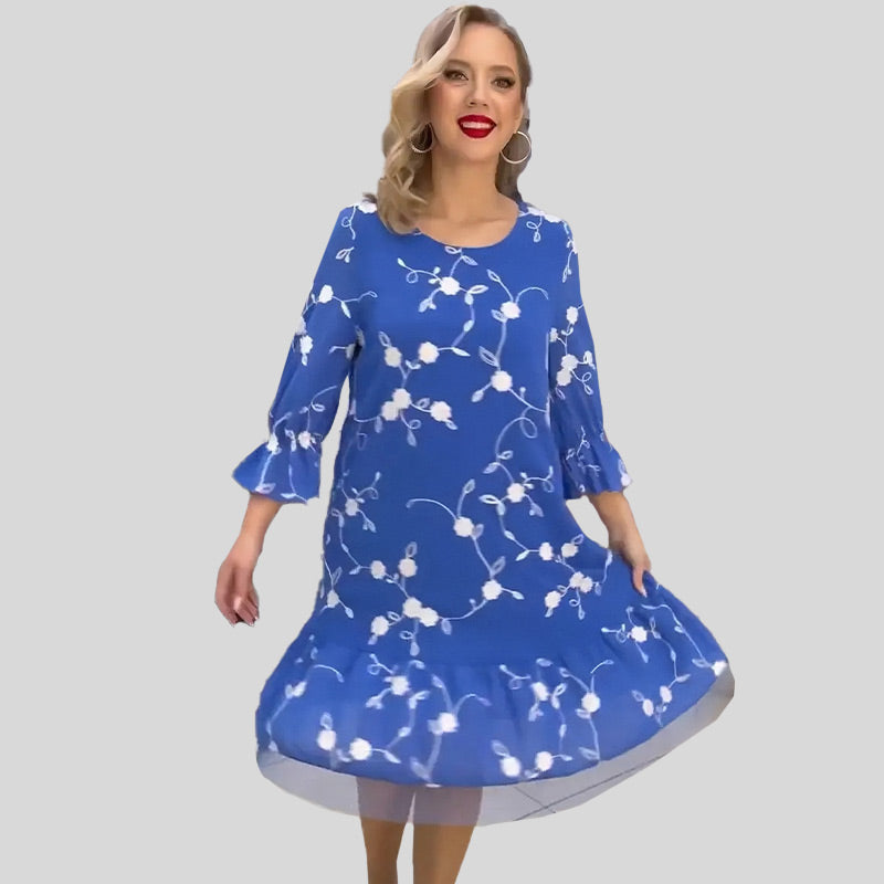 🔥Vente olympique - 49% de réduction👗Robe d'été à fleurs imprimées et ourlet volanté pour femmes