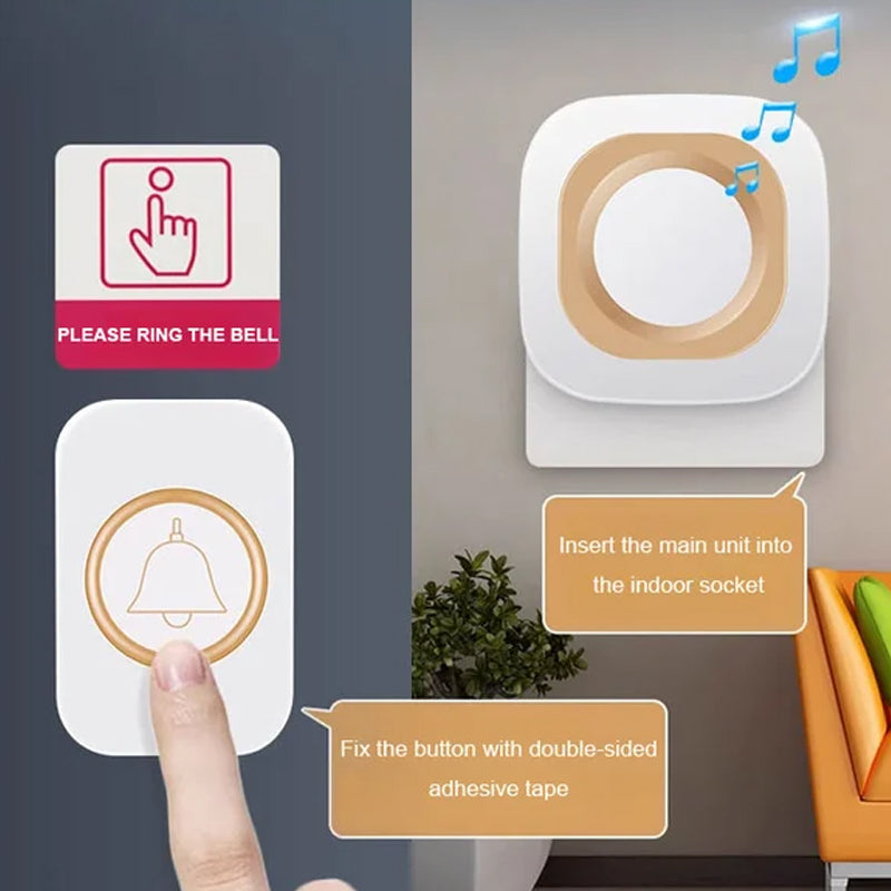 Sonnette de porte sans fil auto-alimentée et télécommandée pour la maison