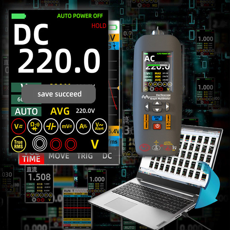 Multimètre Graphique Portable 3-en-1 - Oscilloscope, Inspecteur et Lampe de Poche