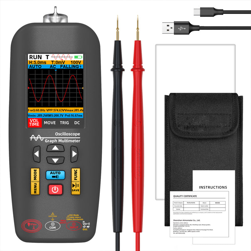Multimètre Graphique Portable 3-en-1 - Oscilloscope, Inspecteur et Lampe de Poche