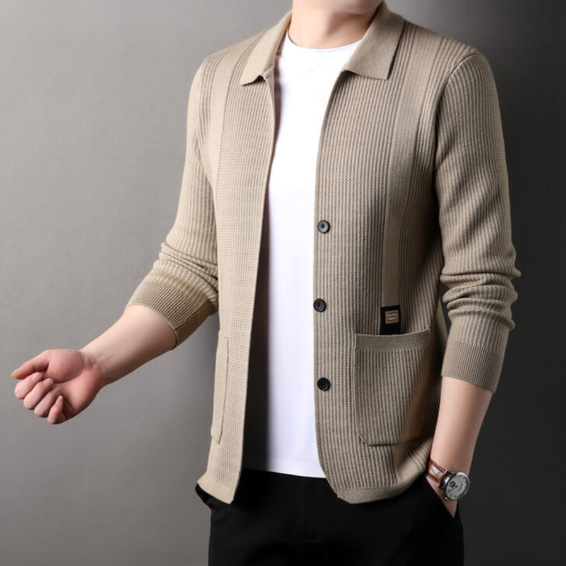 Manteau à manches longues en tricot à revers pour hommes