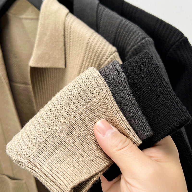 Manteau à manches longues en tricot à revers pour hommes