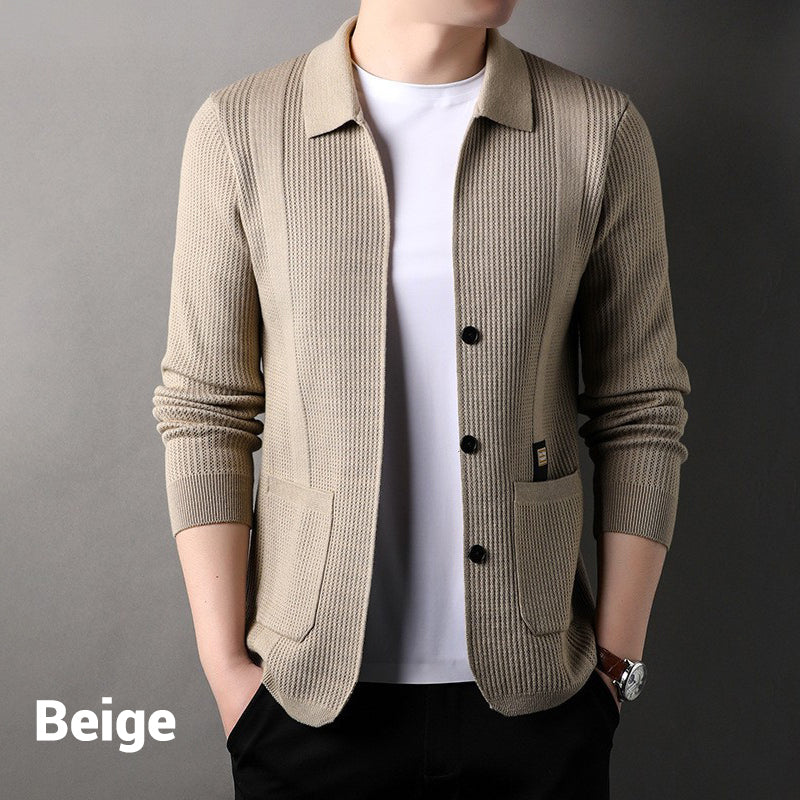 Manteau à manches longues en tricot à revers pour hommes