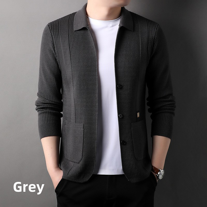 Manteau à manches longues en tricot à revers pour hommes