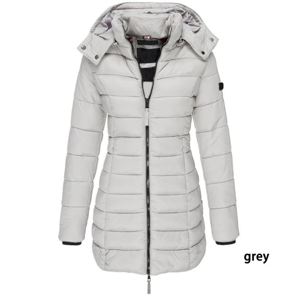 Veste matelassée mi-longue pour femme, veste chaude à capuche de couleur unie, hiver