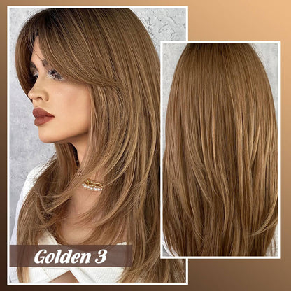 💃Perruque cheveux longs Perruque à frange dégradée