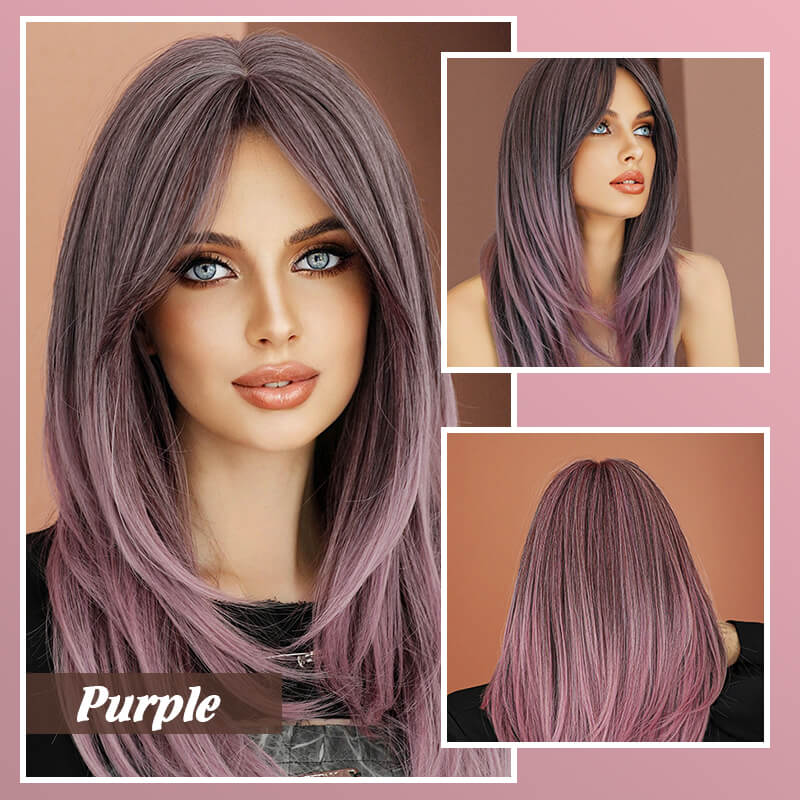 💃Perruque cheveux longs Perruque à frange dégradée