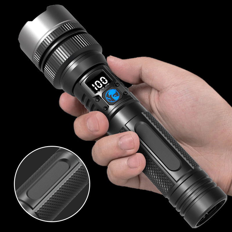 🔥Lampe de poche laser blanche avec zoom, batterie externe et affichage numérique