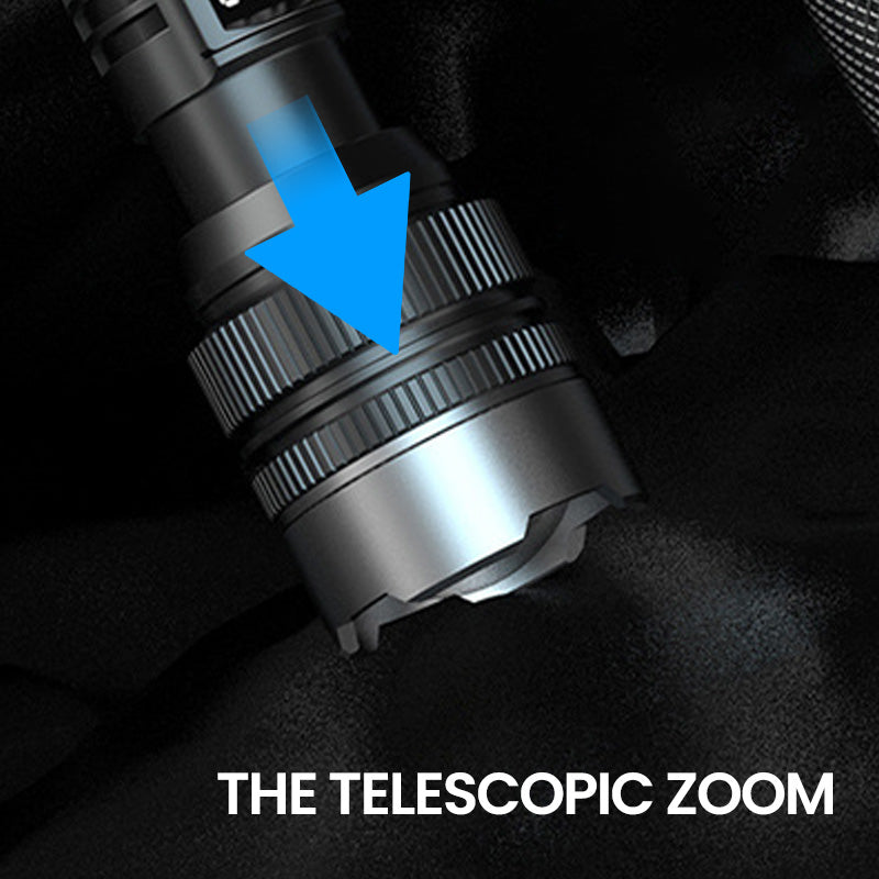 🔥Lampe de poche laser blanche avec zoom, batterie externe et affichage numérique