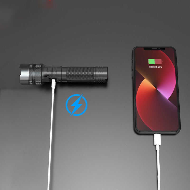 🔥Lampe de poche laser blanche avec zoom, batterie externe et affichage numérique