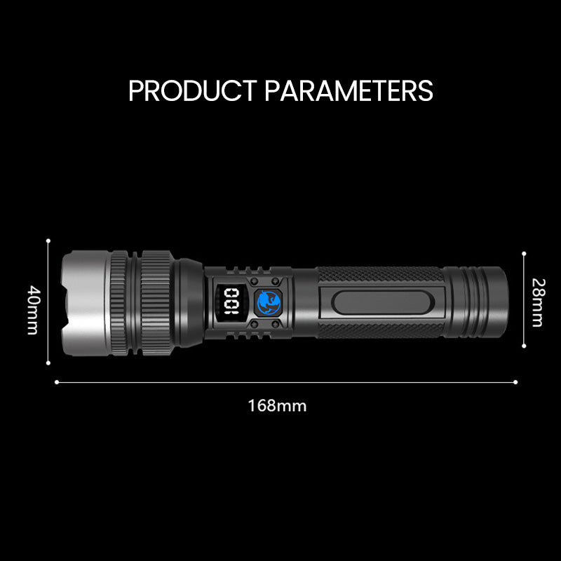 🔥Lampe de poche laser blanche avec zoom, batterie externe et affichage numérique