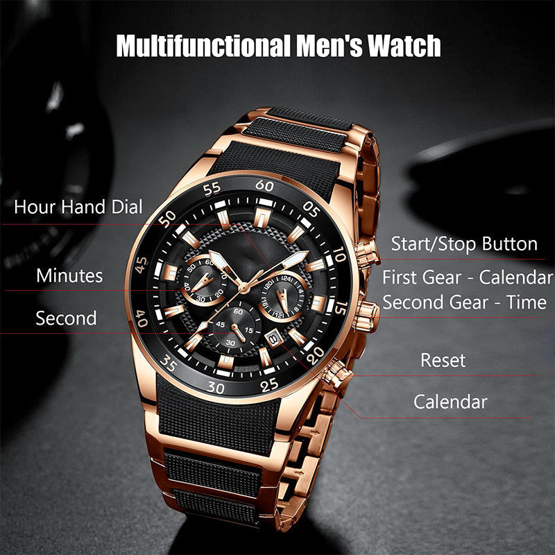 ⌚Remise de 52% de la valeur🔥Montre à quartz multifonctionnelle étanche pour hommes