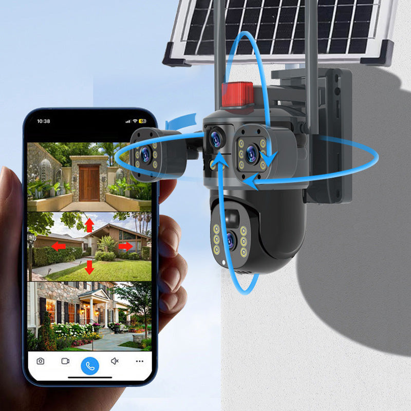 Caméra dôme solaire à triple objectif 360°✈️