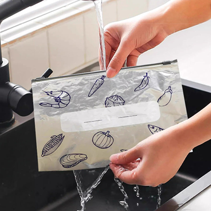 🥢Sac de Conservation en Aluminium Reutilisable et Fermable🌍Parfait pour Stocker et Protéger Vos Aliments!