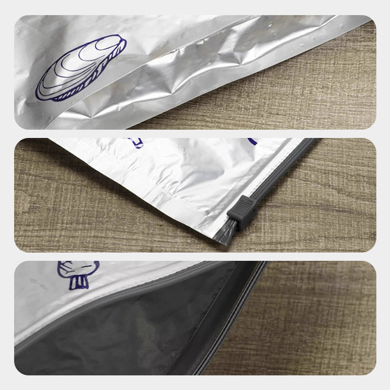 🥢Sac de Conservation en Aluminium Reutilisable et Fermable🌍Parfait pour Stocker et Protéger Vos Aliments!