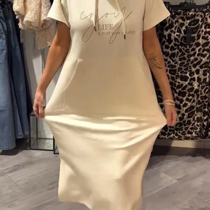 🔥Remise d'été 50%🔥Robe longue à capuche et manches courtes pour femmes