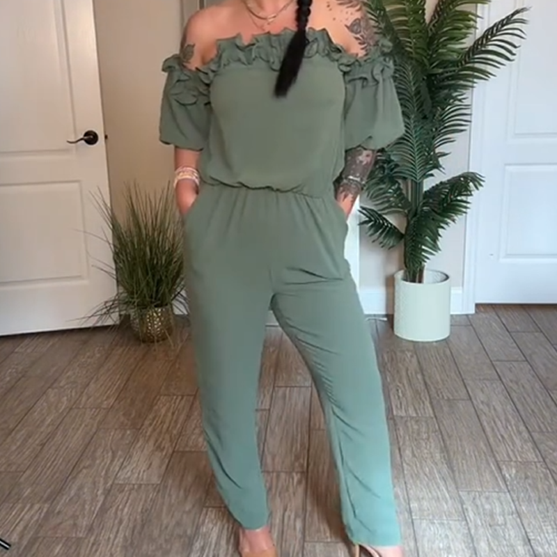 👗Summer Sale 50% OFF🌹 🔥Off-Shoulder Frill Design Jumpsuit 