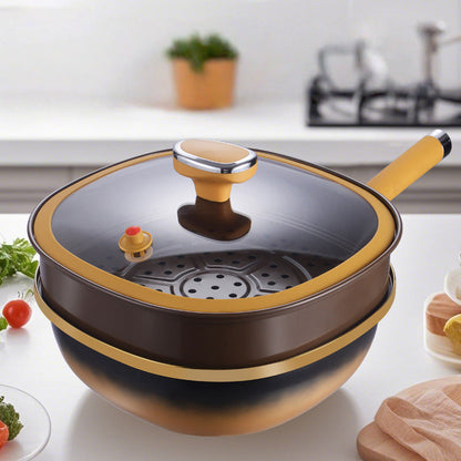 ⏳Spécial à durée limitée⏰Pot anti-adhésif en alliage de titane de 12 pouces avec couvercle🍳